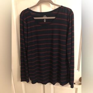 GAP Women's Jersey Shirt with Navy and Red Stripes Top